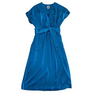 ANNE KLEIN - SATEEN SHORT SLEEVE DRESS - BLUE - 4